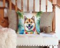 Akita Luau Throw Pillow Machine Washable, Indoor Outdoor Decorative Pillow for Couch, Bed or Patio, 14Hx14W