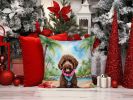 Labradoodle Luau Throw Pillow Machine Washable, Indoor Outdoor Decorative Pillow for Couch, Bed or Patio, 14Hx14W