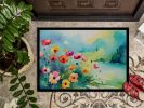 Anemones in Watercolor Doormat Front Door Mat Indoor Outdoor Rugs for Entryway, Non Slip Washable Low Pile, 24H X 36W