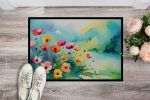 Anemones in Watercolor Doormat Front Door Mat Indoor Outdoor Rugs for Entryway, Non Slip Washable Low Pile, 24H X 36W