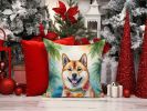 Akita Luau Throw Pillow Machine Washable, Indoor Outdoor Decorative Pillow for Couch, Bed or Patio, 14Hx14W