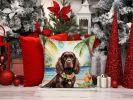 Cocker Spaniel Luau Throw Pillow Machine Washable, Indoor Outdoor Decorative Pillow for Couch, Bed or Patio, 14Hx14W