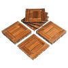 9pcs Wood Interlocking Deck Tiles 11.8"x11.8", Waterproof Flooring Tiles for Indoor and Outdoor