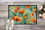 California California Poppies in Watercolor Doormat Front Door Mat Indoor Outdoor Rugs for Entryway, Non Slip Washable Low Pile, 24H X 36W
