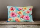 Flowers in Watercolor Throw Pillow Throw Pillow for Indoor Couch Bed Outdoor Patio Washable, Carnations 1548,12Hx16W