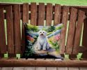 Coton de Tulear Spring Path Throw Pillow Machine Washable, Indoor Outdoor Decorative Pillow for Couch, Bed or Patio, 14Hx14W