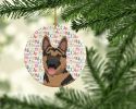 German Shepherd Red and Black Christmas Ceramic Ornament Christmas Tree Hanging Decorations for Home Christmas Holiday, Party, Gift, 3 in, Multicolor