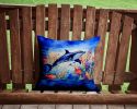 Dolphin Throw Pillow Machine Washable, Indoor Outdoor Decorative Pillow for Couch, Bed or Patio, 14Hx14W
