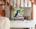 Cavalier Spaniel Spring Path Throw Pillow Machine Washable, Indoor Outdoor Decorative Pillow for Couch, Bed or Patio, 14Hx14W