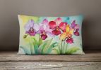 Flowers in Watercolor Throw Pillow Throw Pillow for Indoor Couch Bed Outdoor Patio Washable, Orchids 1592,12Hx16W