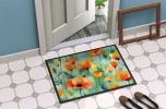 California California Poppies in Watercolor Doormat Front Door Mat Indoor Outdoor Rugs for Entryway, Non Slip Washable Low Pile, 24H X 36W