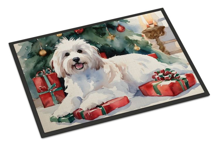 Coton De Tulear Cozy Christmas Doormat Front Door Mat Indoor Outdoor Rugs for Entryway, Non Slip Washable Low Pile, 24H X 36W