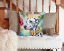 Dalmatian Luau Throw Pillow Machine Washable, Indoor Outdoor Decorative Pillow for Couch, Bed or Patio, 14Hx14W