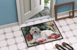 Coton De Tulear Cozy Christmas Doormat Front Door Mat Indoor Outdoor Rugs for Entryway, Non Slip Washable Low Pile, 24H X 36W